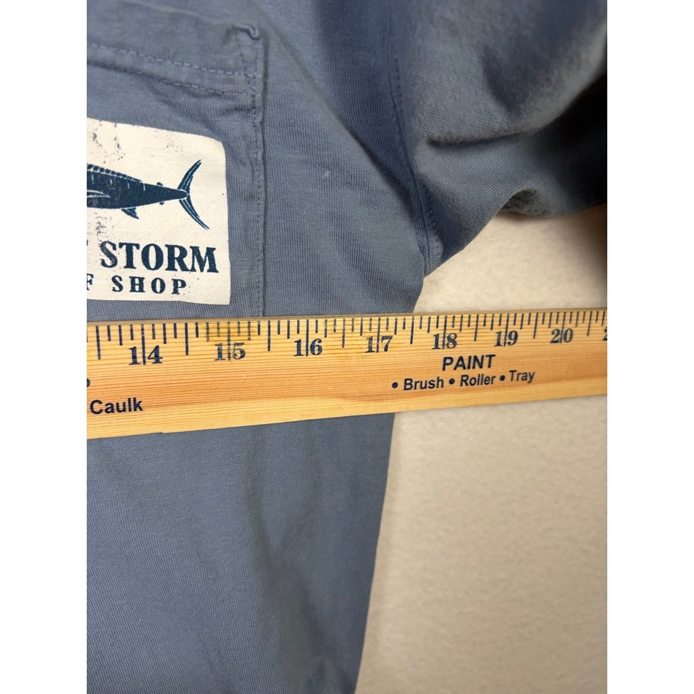 Quiet Storm Surf Shop T-Shirt Mens S Blue Excellent Long Sleeve Pocket Key West - Picture 3 of 5